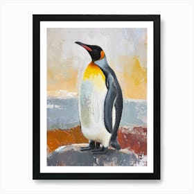 King Penguin Bartolom Island Colour Block Painting 1 Art Print