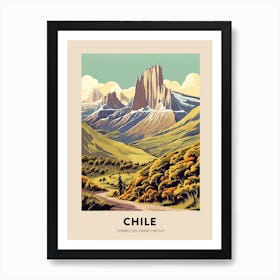 Torres Del Paine Circuit Chile 3 Vintage Hiking Travel Poster Art Print