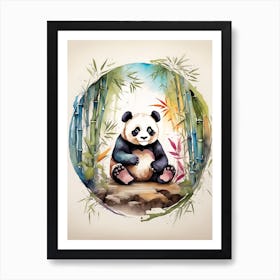 Panda Bear In Bamboo Forest Art Print