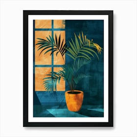 Palm Tree In Front Of Window Art Print