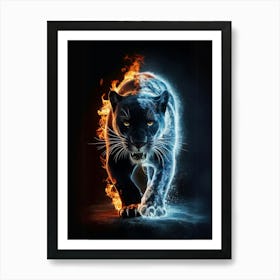 Panther In Flames Art Print