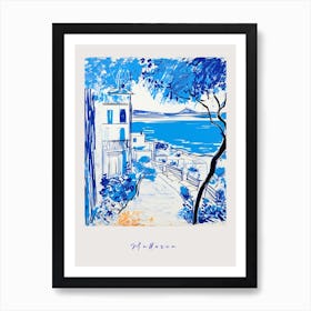 Mallorca Spain 3 Mediterranean Blue Drawing Poster Art Print