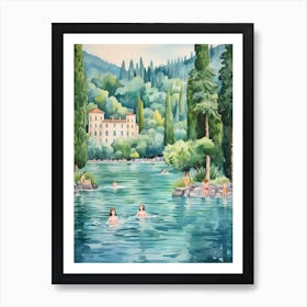 Swimming In Lake Como Italy 2 Watercolour Art Print