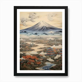 Mountains And Hot Springs Japanese Style Illustration 5 Art Print