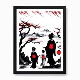 Traditional Japanese Art Style Geisha Girls 1 Art Print