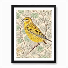 Yellowhammer 2 William Morris Style Bird Art Print