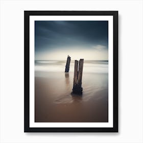 Old Posts On The Beach Art Print