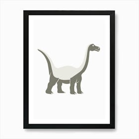 Grey Dinosaur Silhouette Art Print