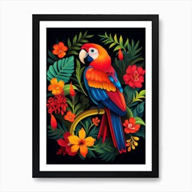 Folk Bird Illustration Macaw 3 Art Print