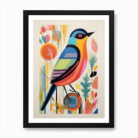 Colourful Scandi Bird Robin 1 Art Print