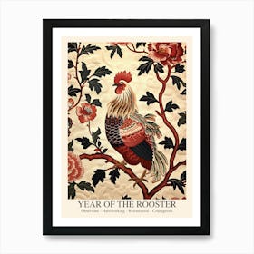 Chinese Lunar Year Of The Rooster 2 William Morris Style Art Print