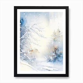 Winter Scenery, Snowflakes, Storybook Watercolours 2 Art Print
