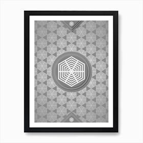 Geometric Glyph Sigil with Hex Array Pattern in Gray n.0048 Art Print