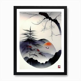 Landscapes 5 Yin And Yang Japanese Ink Art Print