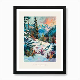 Colourful Dinosaur In A Snowy Landscape 3 Poster Art Print