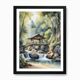 Waterfall Bridge Art Print