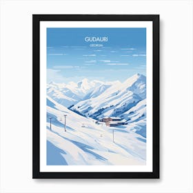 Poster Of Gudauri   Georgia, Ski Resort Illustration 1 Art Print