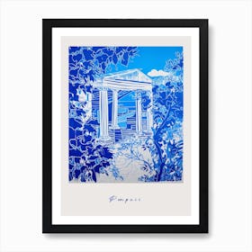 Pompeii Italy Blue Drawing Poster Art Print