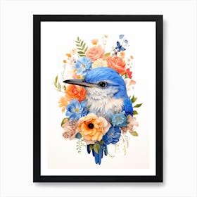 Bird With A Flower Crown Eastern Bluebird 2 Art Print