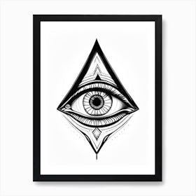 Consciousness, Symbol, Third Eye Simple Black & White Illustration 2 Art Print
