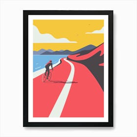 Cyclist On A Road Art Print