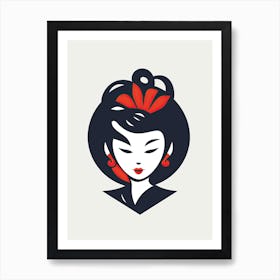 Geisha Minimalistic Vector  2 Art Print
