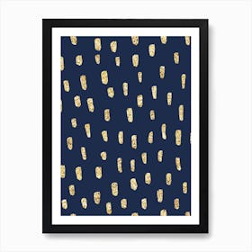 Royal Blue with Gold Dots Art Print