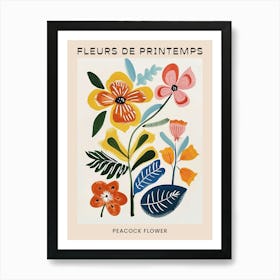 Spring Floral French Poster  Peacock Flower 2 Art Print