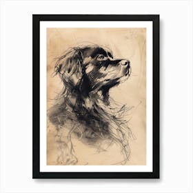 Newfoundland Dog Charcoal Line 2 Art Print