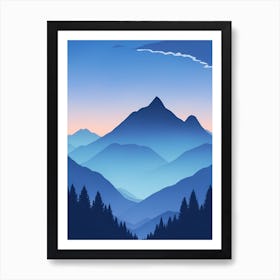 Misty Mountains Vertical Composition In Blue Tone 150 Art Print