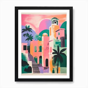 Amalfi Coast In Risograph Style 1 Art Print