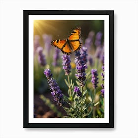 Butterfly On Lavender Flowers 5 Art Print