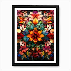 Colorful Stained Glass Flowers 2 Art Print