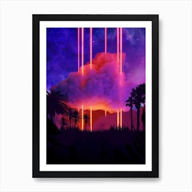 Neon palms landscape: Cloud [synthwave/vaporwave/cyberpunk] — aesthetic retrowave neon poster Art Print