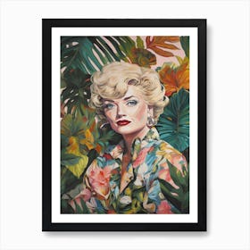 Floral Handpainted Portrait Of Marilyn Monroe Art Print