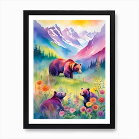 Bears In The Mountains 1 Art Print