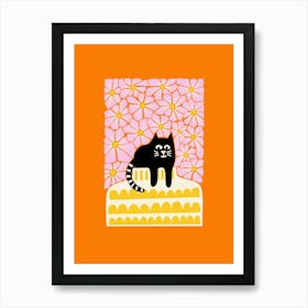 The Cat In The Vase of Mosaic Flowers Art Print