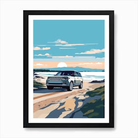A Range Rover In Causeway Coastal Route Illustration 1 Art Print