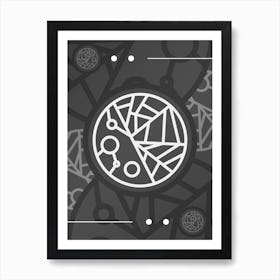 Abstract Geometric Glyph Array in White and Gray n.0058 Art Print