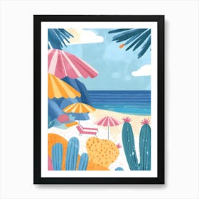 Cactus On The Beach Art Print