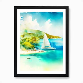 Tobago Cays Saint Vincent And The Grenadines Watercolour Pastel Tropical Destination Art Print