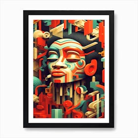 Afro Abstract - 3d Portrait Art Print