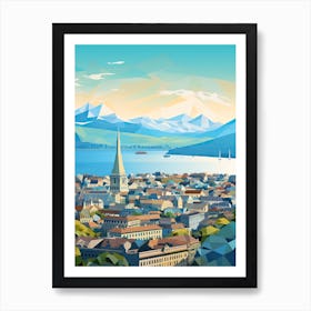 Geneva, Switzerland, Geometric Illustration 4 Art Print
