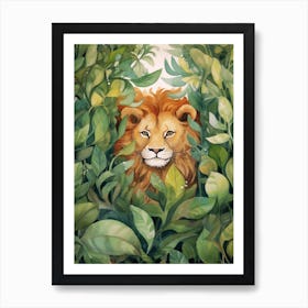 Lion In The Jungle Watercolour 2 Art Print