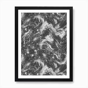 Abstract Dripping Painting Black White Art Print