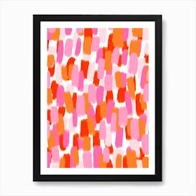 Abstract Brushstrokes Pink and Orange Art Print