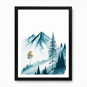 Mountain And Forest In Minimalist Watercolor Vertical Composition 265 Art Print