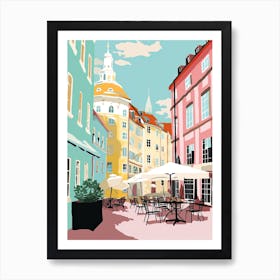 Gothenburg, Sweden, Flat Pastels Tones Illustration 4 Art Print