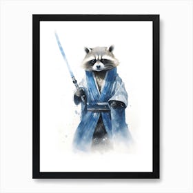 Puppy Racoon As A Jedi Watercolour 4 Art Print