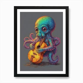 Octopus Playing Guitar 1 Art Print